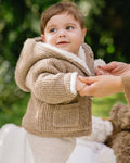 BEBE BISCUIT KNITTED HOODED CARDIGAN