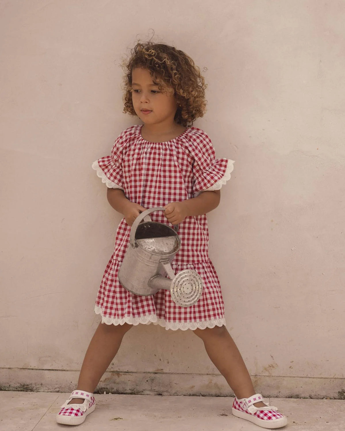 WALNUT ALEXA DRESS - RED WHITE CHECK