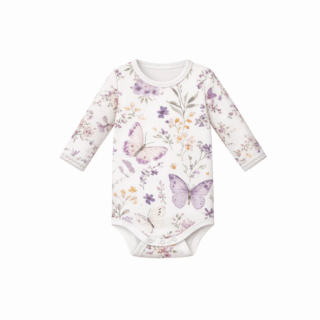 CONFETTI KIDZ LILAC BUTTERFLIES LONG SLEEVE BODYSUIT