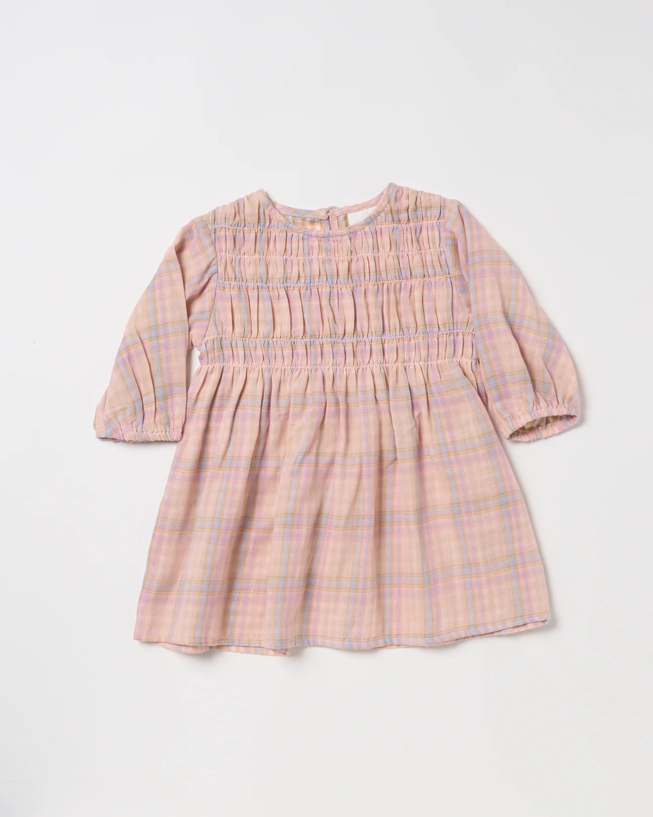 WALNUT BLUEBIRD DRESS - PINK CHECK