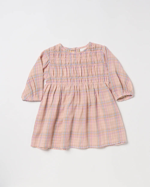 WALNUT BLUEBIRD DRESS - PINK CHECK