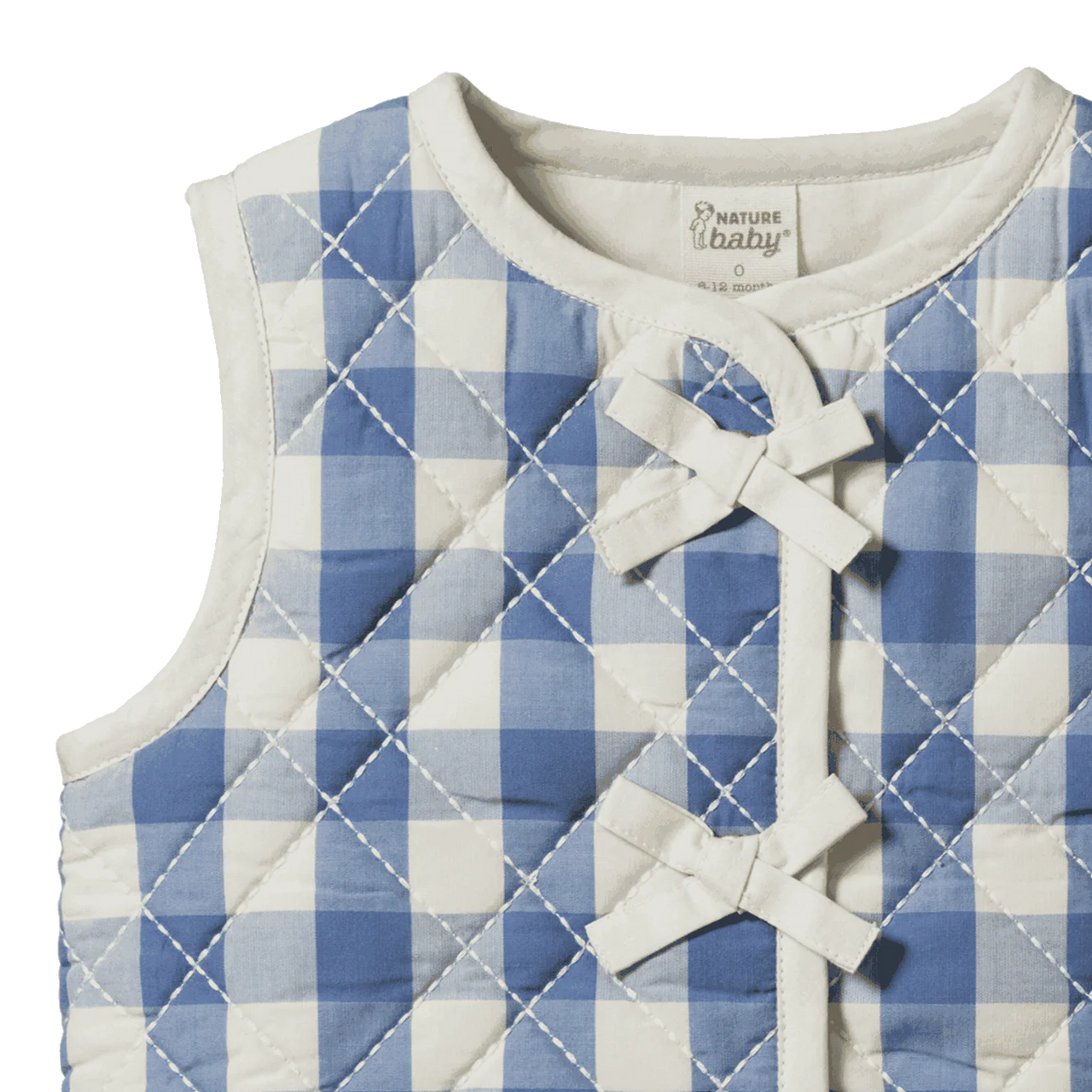 NATURE BABY MARLO QUILTED VEST BLUEBELLE CHECK