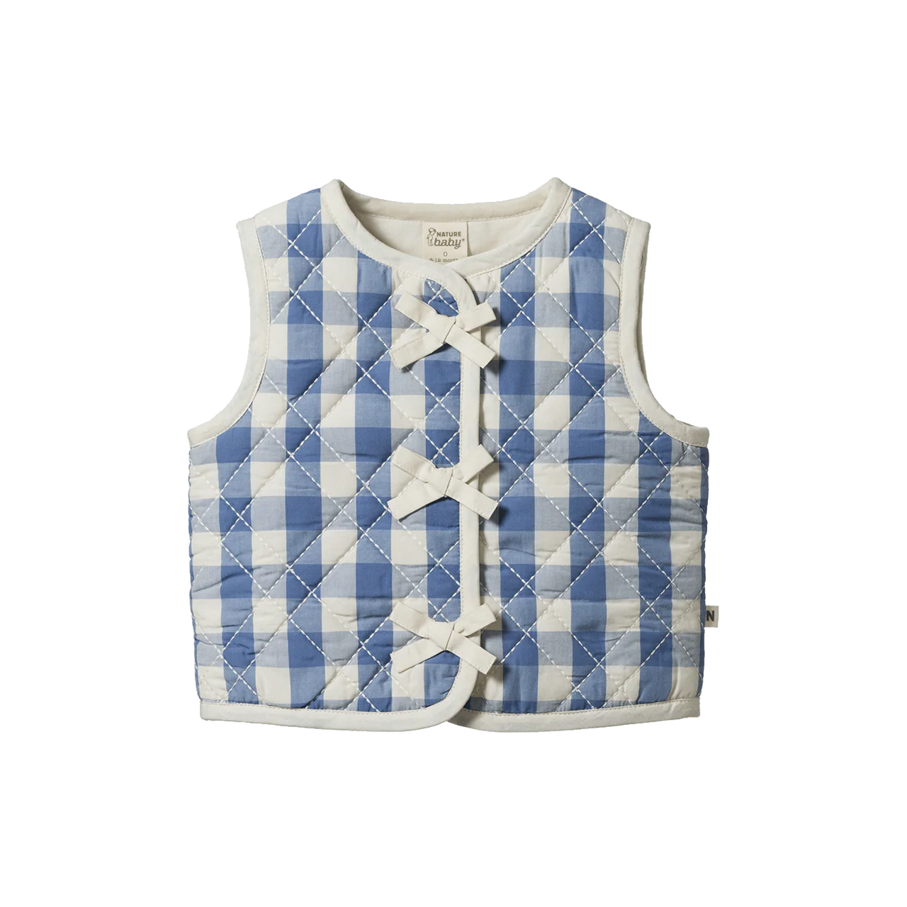 NATURE BABY MARLO QUILTED VEST BLUEBELLE CHECK