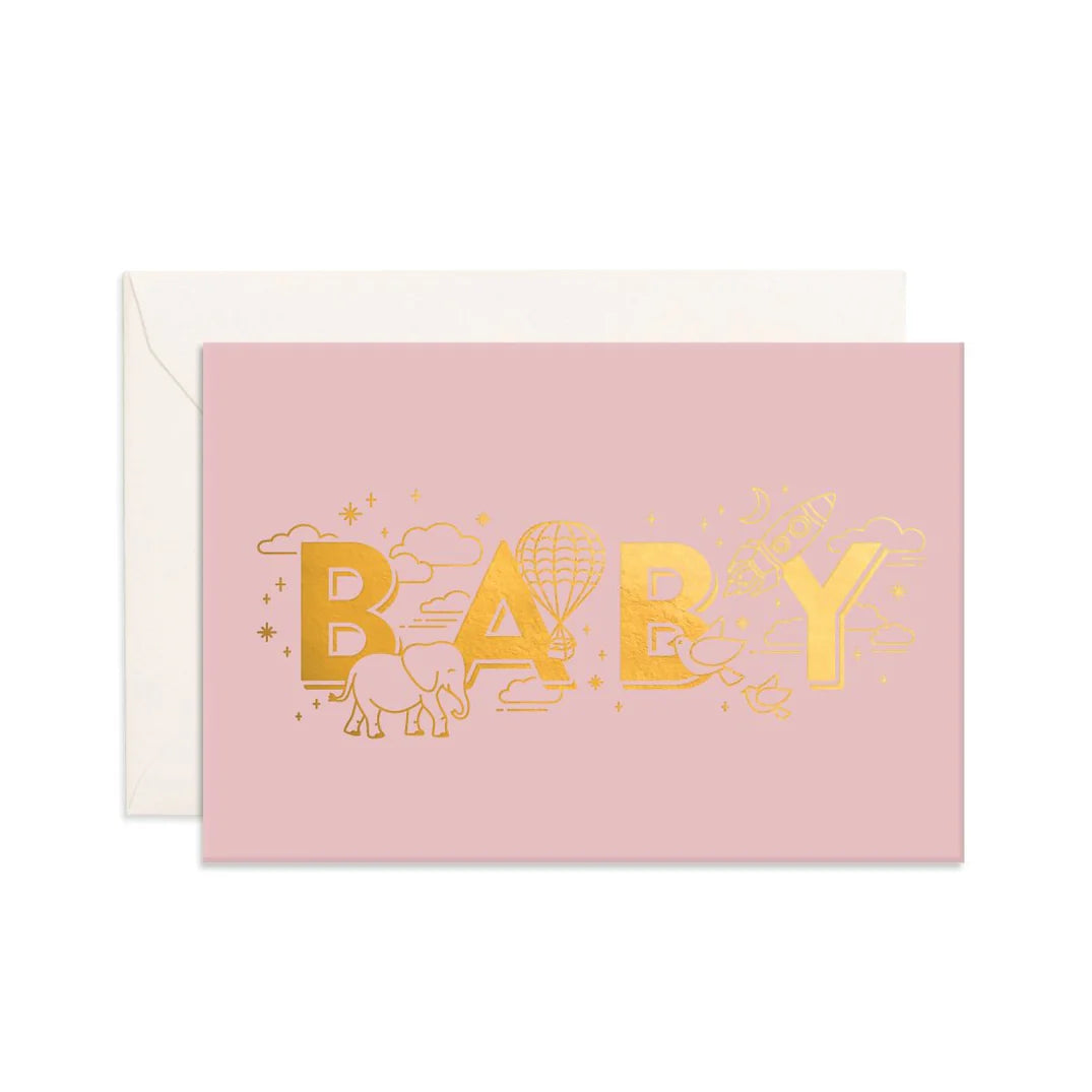 BABY UNIVERSE DUSTY ROSE MINI GREETING CARD