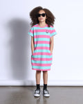MINTI HAPPY FACE TEE DRESS CANDY/TEAL