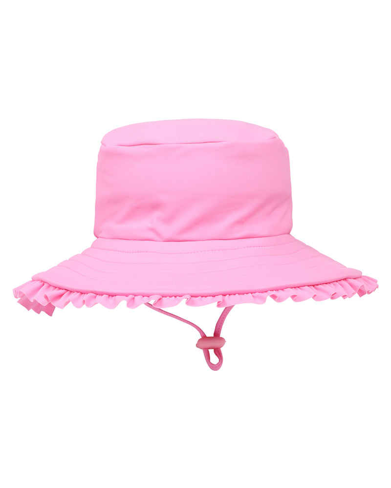 MINIHAHA MID PINK SWIM SUNHAT WITH QUICK RELEASE NECK TIE