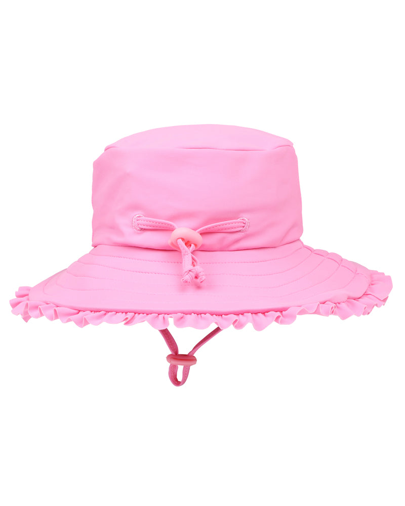 MINIHAHA MID PINK SWIM SUNHAT WITH QUICK RELEASE NECK TIE