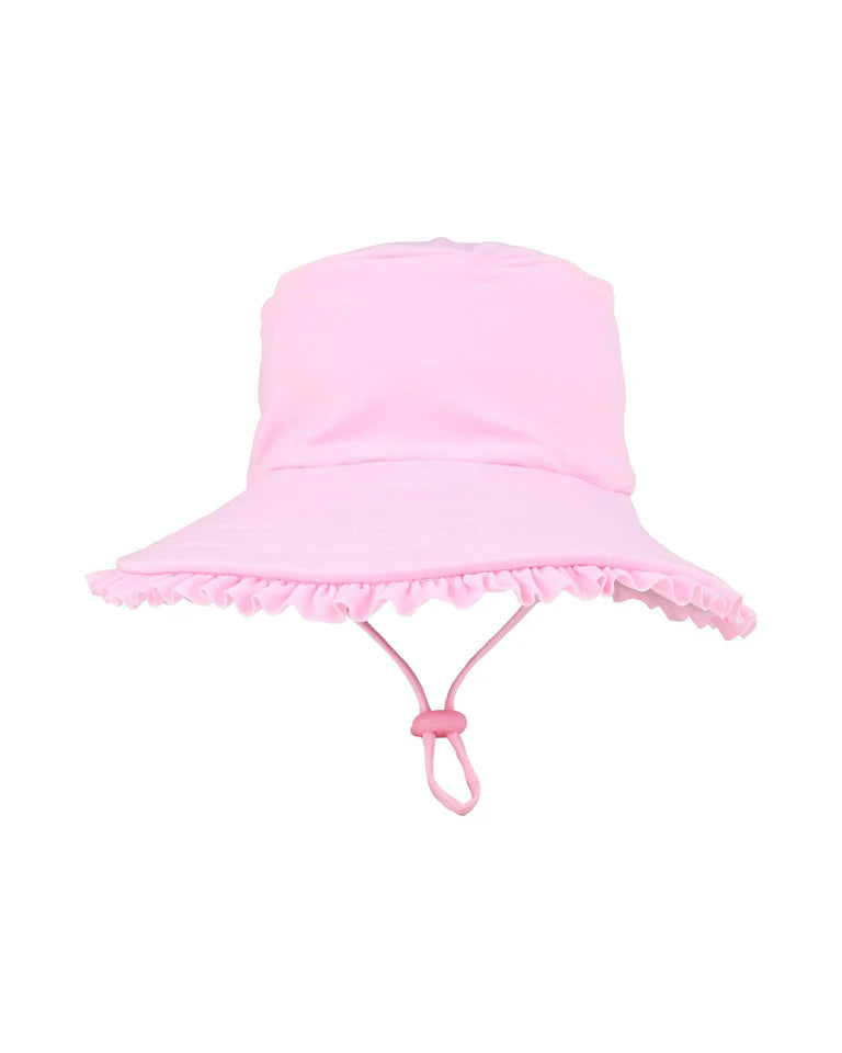 MINIHAHA PALE PINK SWIM HAT WITH QUICK RELEASE NECK TIE