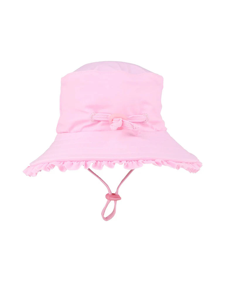 MINIHAHA PALE PINK SWIM HAT WITH QUICK RELEASE NECK TIE