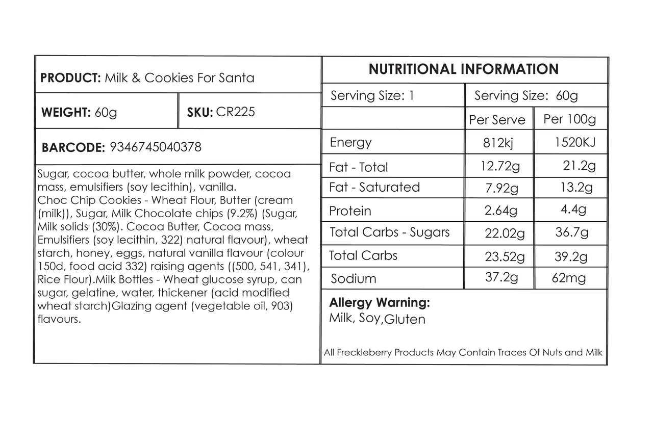FRECKLEBERRY CHRISTMAS CHOCOLATE MILK & COOKIES FOR SANTA