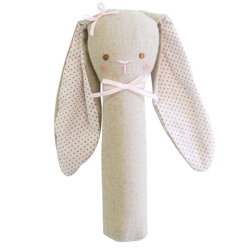 BUNNY RATTLE & SQUEAKER LINEN PINK