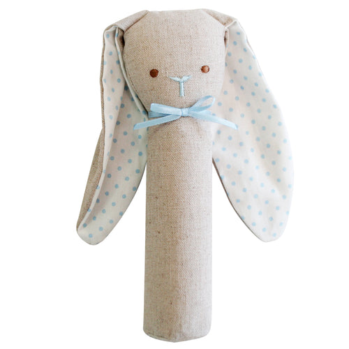 BUNNY RATTLE & SQUEAKER LINEN BLUE