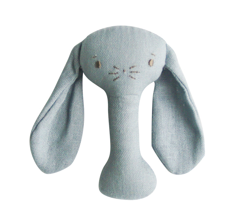 ALIMROSE BOBBY BUNNY STICK RATTLE GREY LINEN