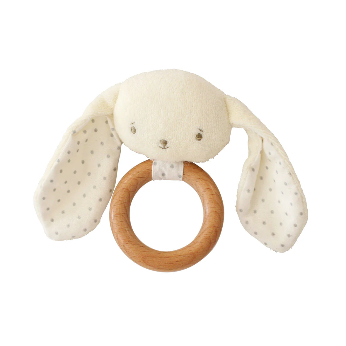 ALIMROSE BABY BUNNY TEETHER RING RATTLE IVORY