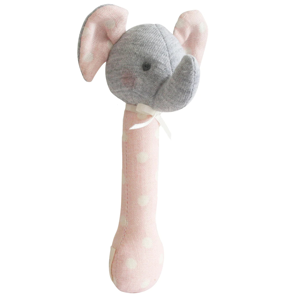ALIMROSE ELEPHANT STICK RATTLE PALE PINK