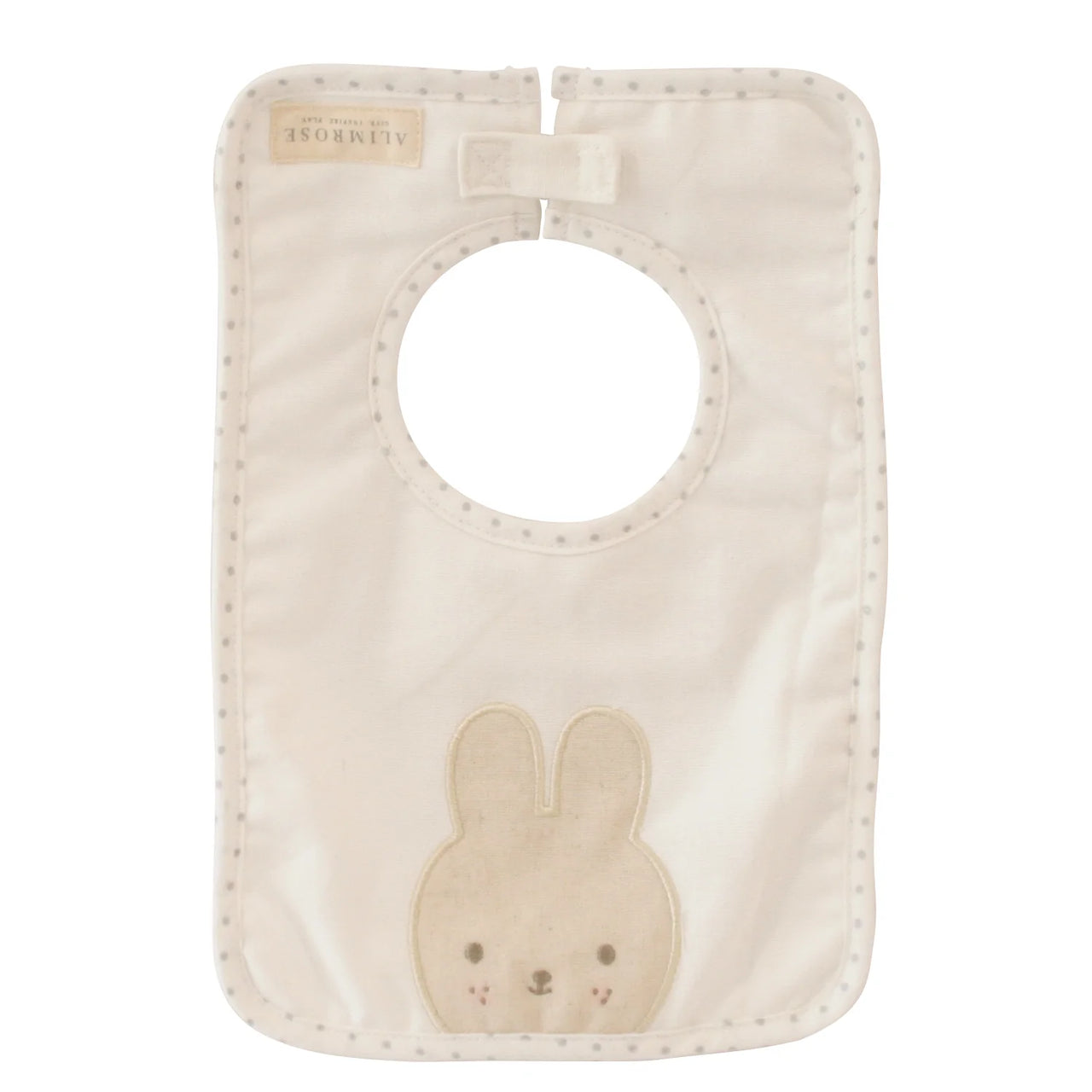 ALIMROSE LINEN BUNNY BIB IVORY