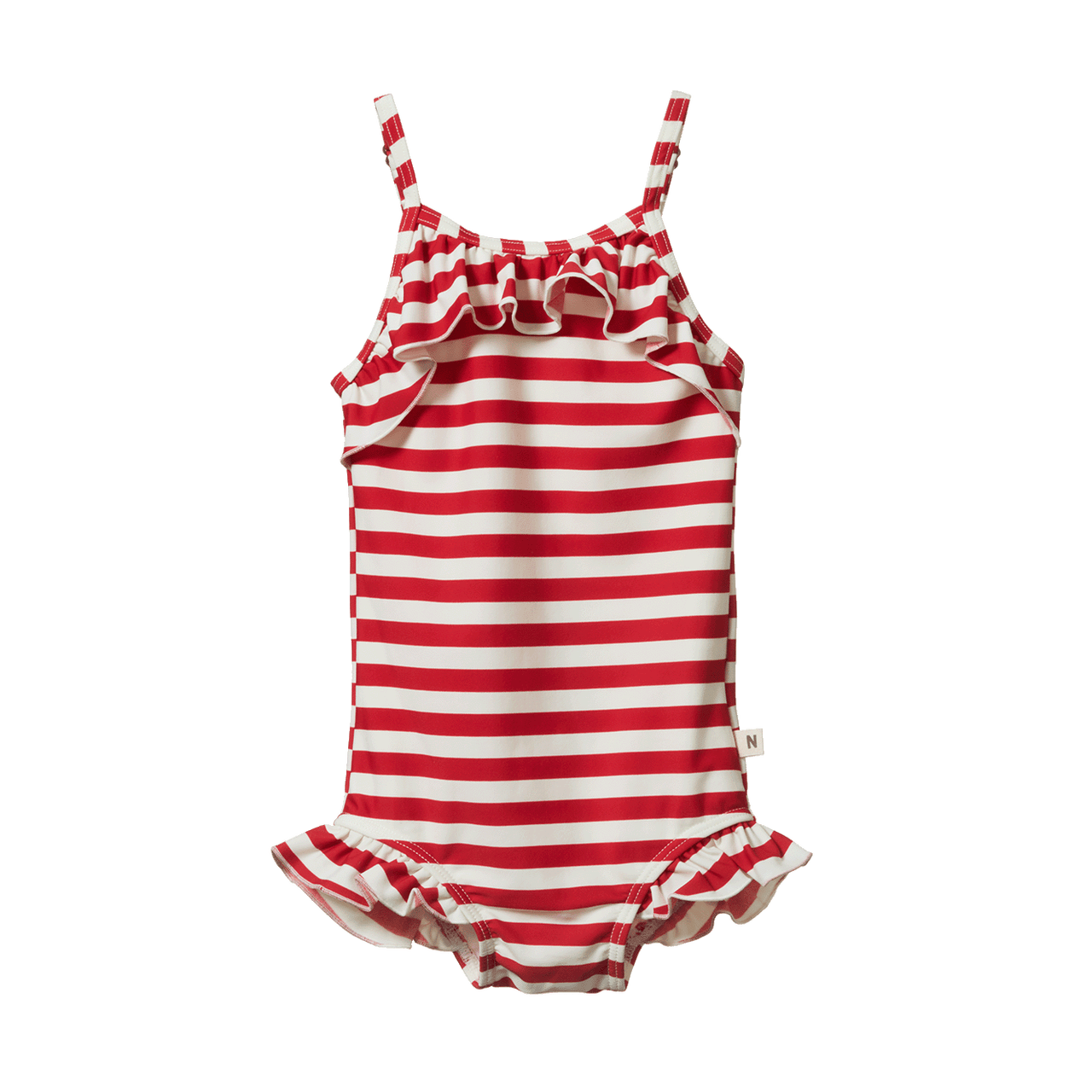 NATURE BABY FRILL SWIMSUIT RED SEA STRIPE