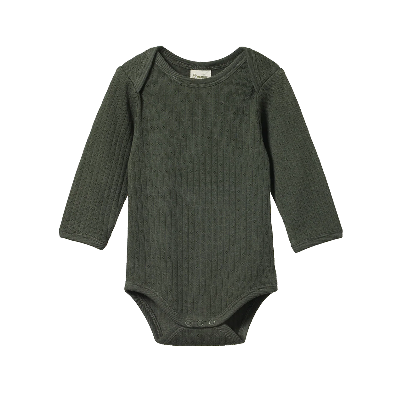 NATURE BABY LONG SLEEVE BODYSUIT POINTELLE THYME
