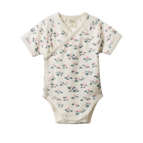NATURE BABY KIMONO BODYSUIT WATERLILIES PRINT