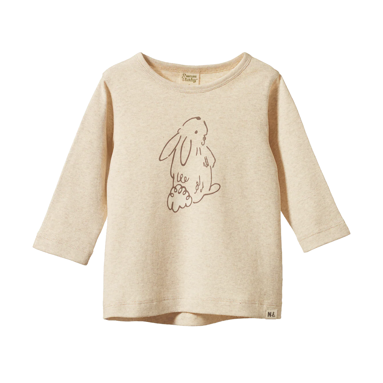 NATURE BABY LONG SLEEVE RIVER TEE BRAMBLE BUNNY PRINT