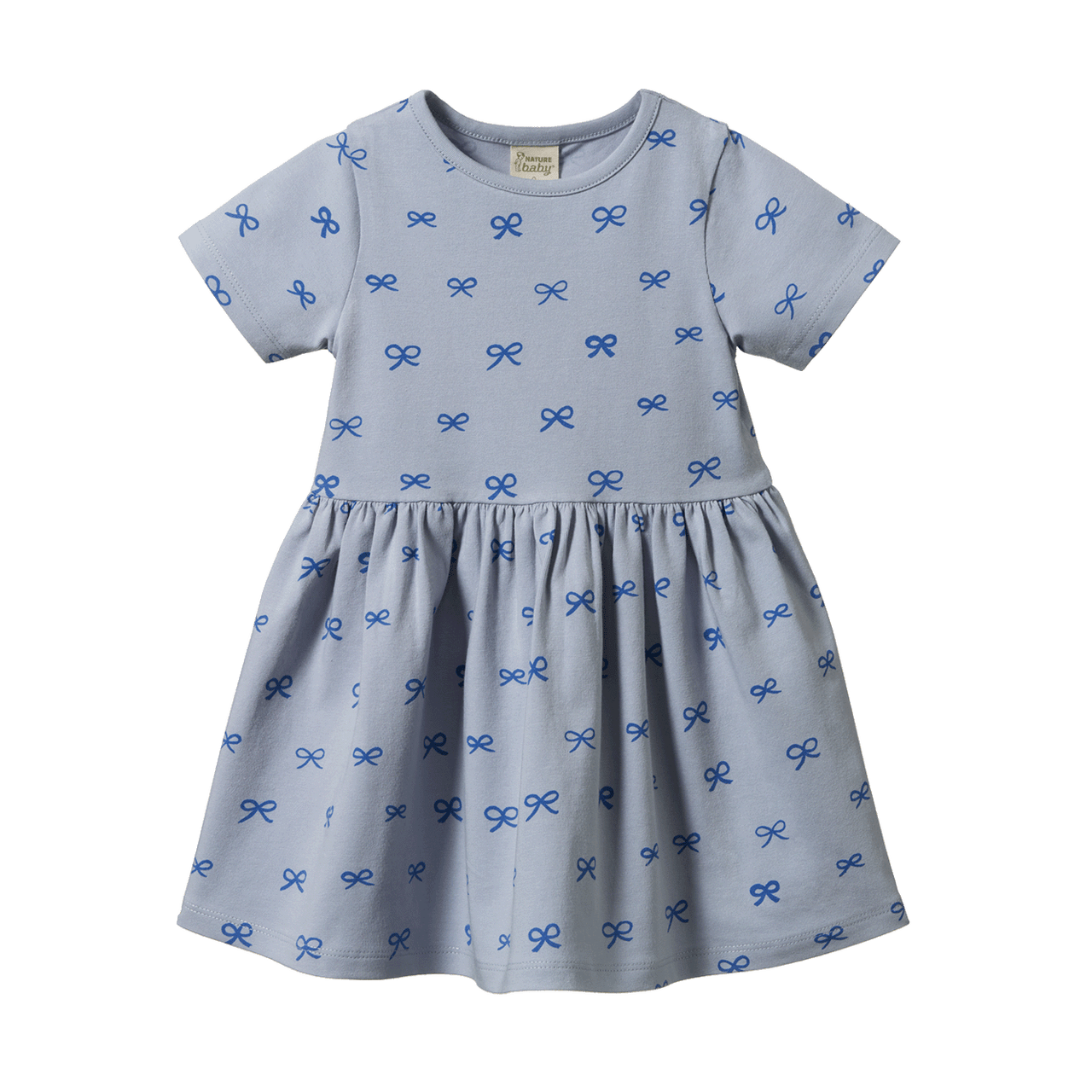 NATURE BABY SATURDAY DRESS RIBBONS ZEN BLUE PRINT