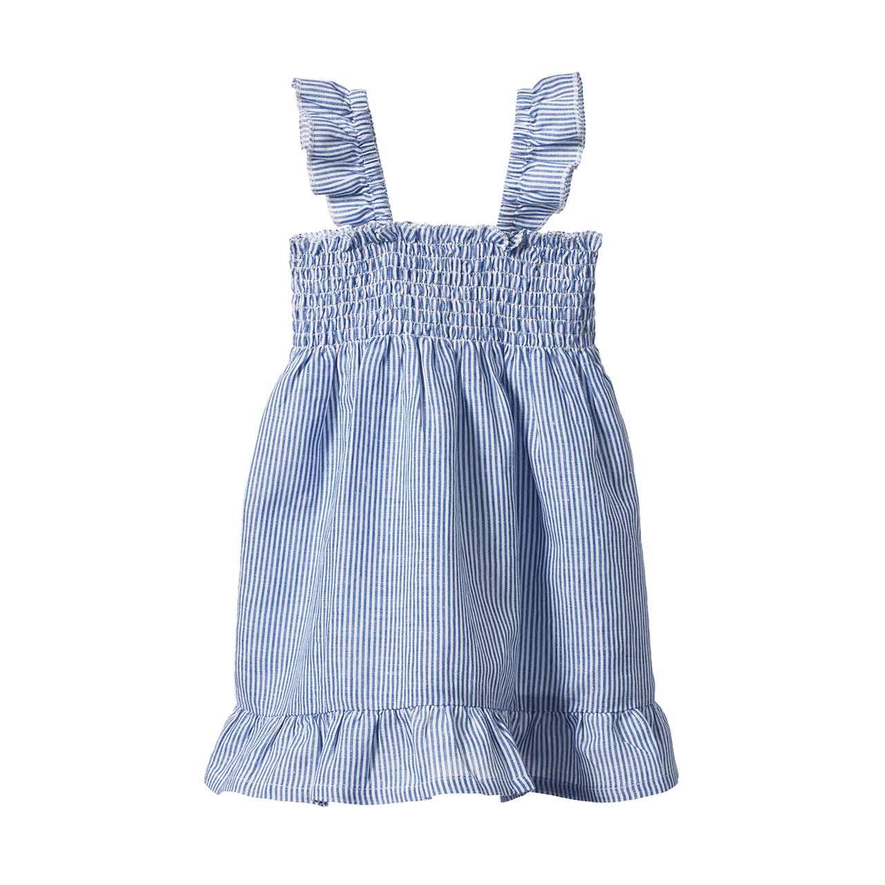 NATURE BABY GALA DRESS LINEN BLUE STRIPE