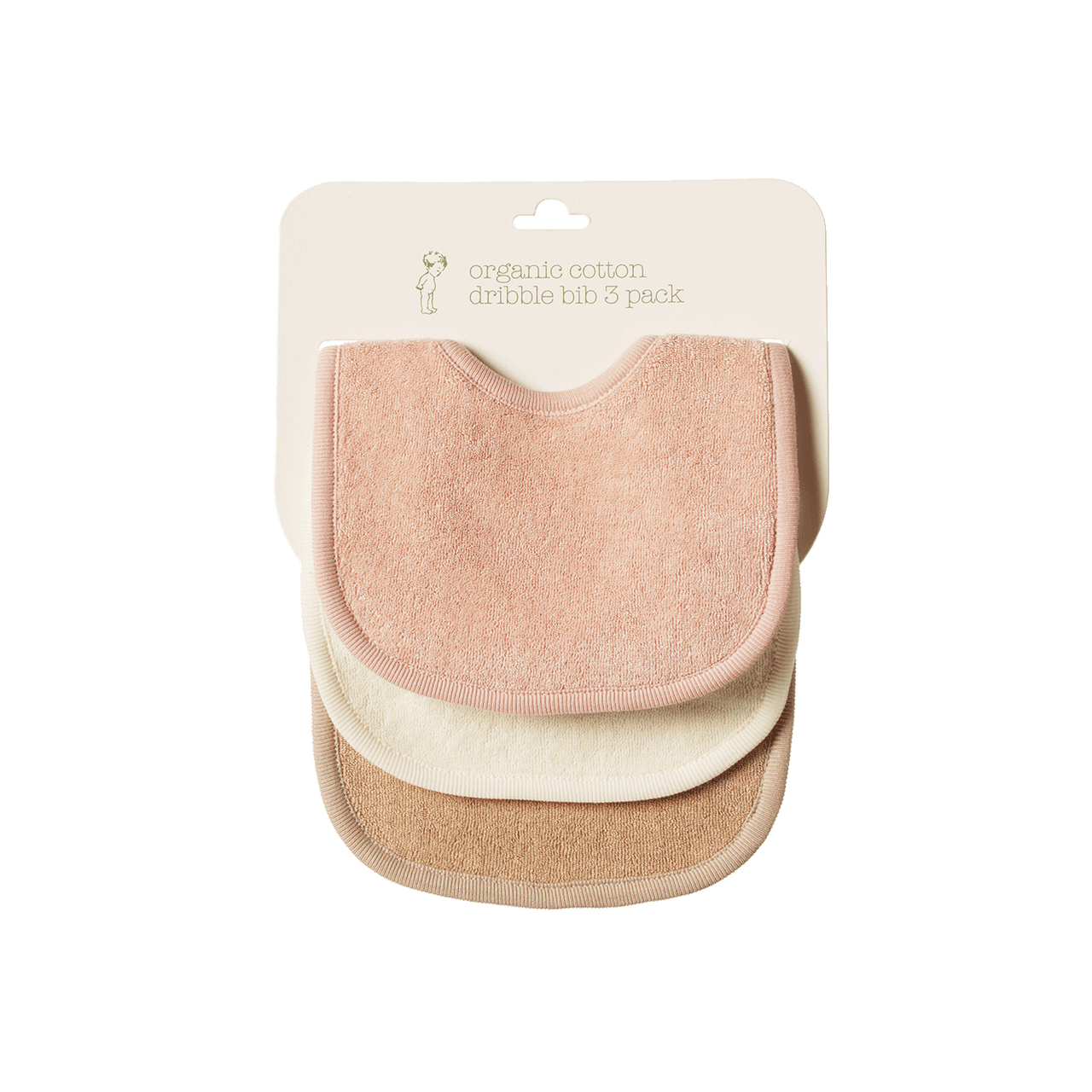 NATURE BABY DRIBBLE BIBS ROSE DUST/NATURAL/NOUGAT