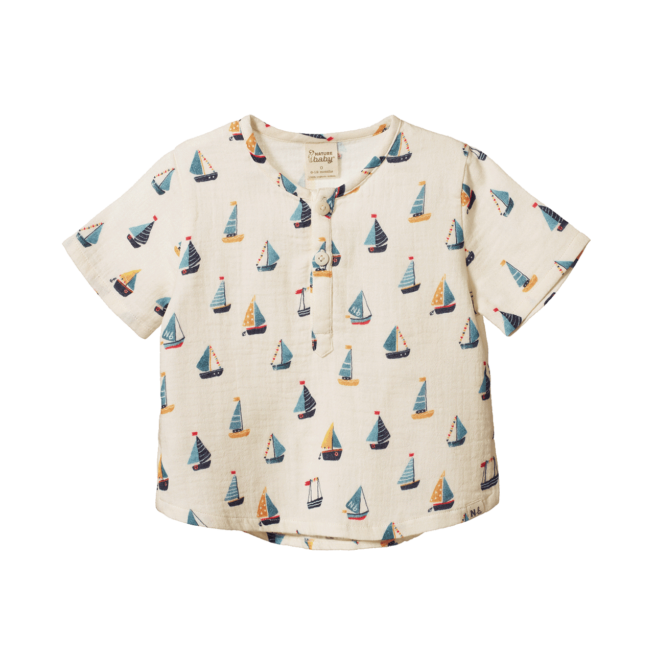 NATURE BABY SHORT SLEEVE MUSLIN CARAVAN SHIRT REGATTA PRINT