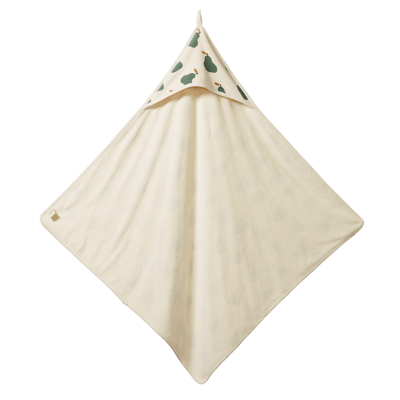 NATURE BABY ORGANIC COTTON HOODED TOWEL PEAR PRINT