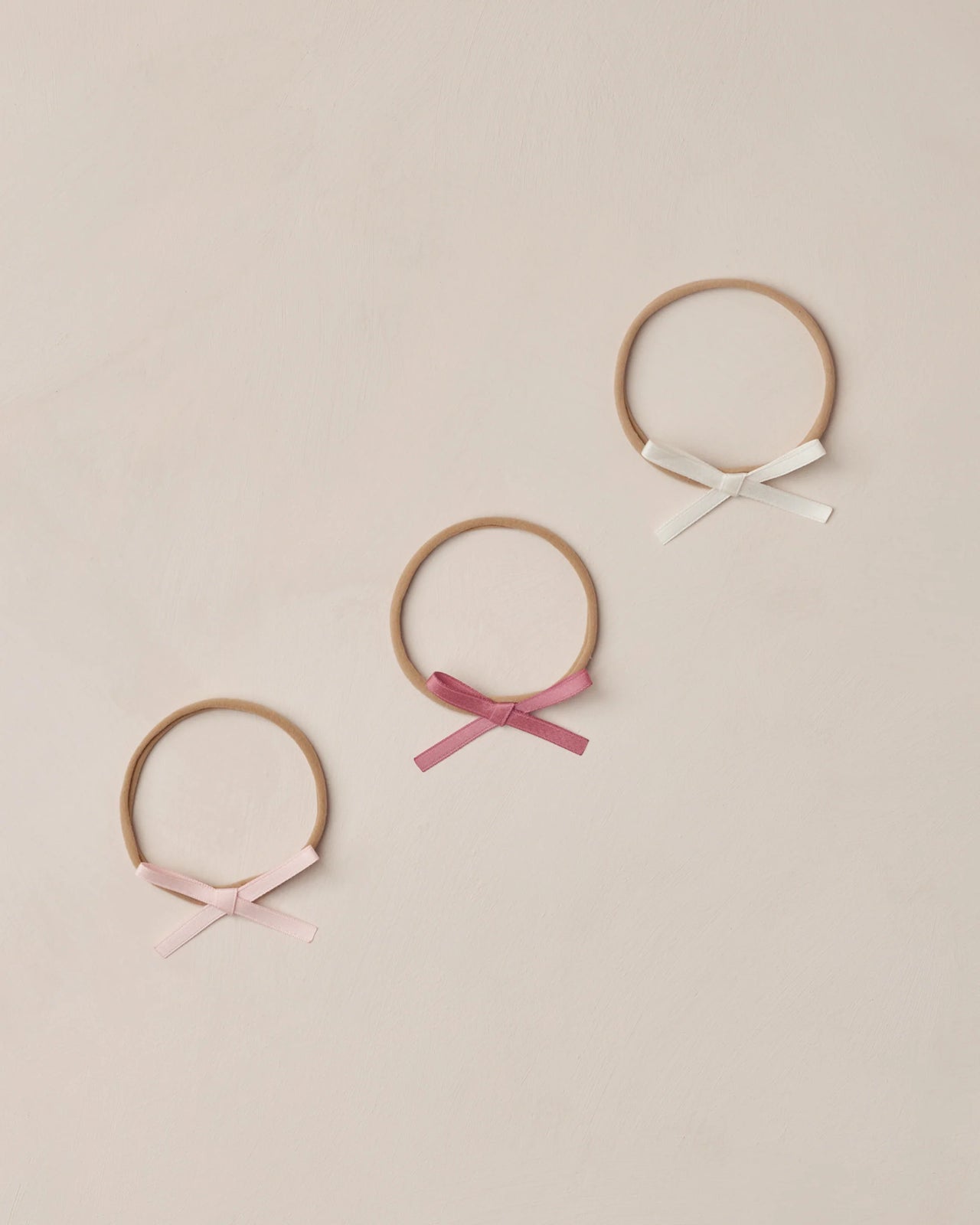 NORA LEE BABY BOW HEADBANDS - IVORY/ROSE/RASPBERRY