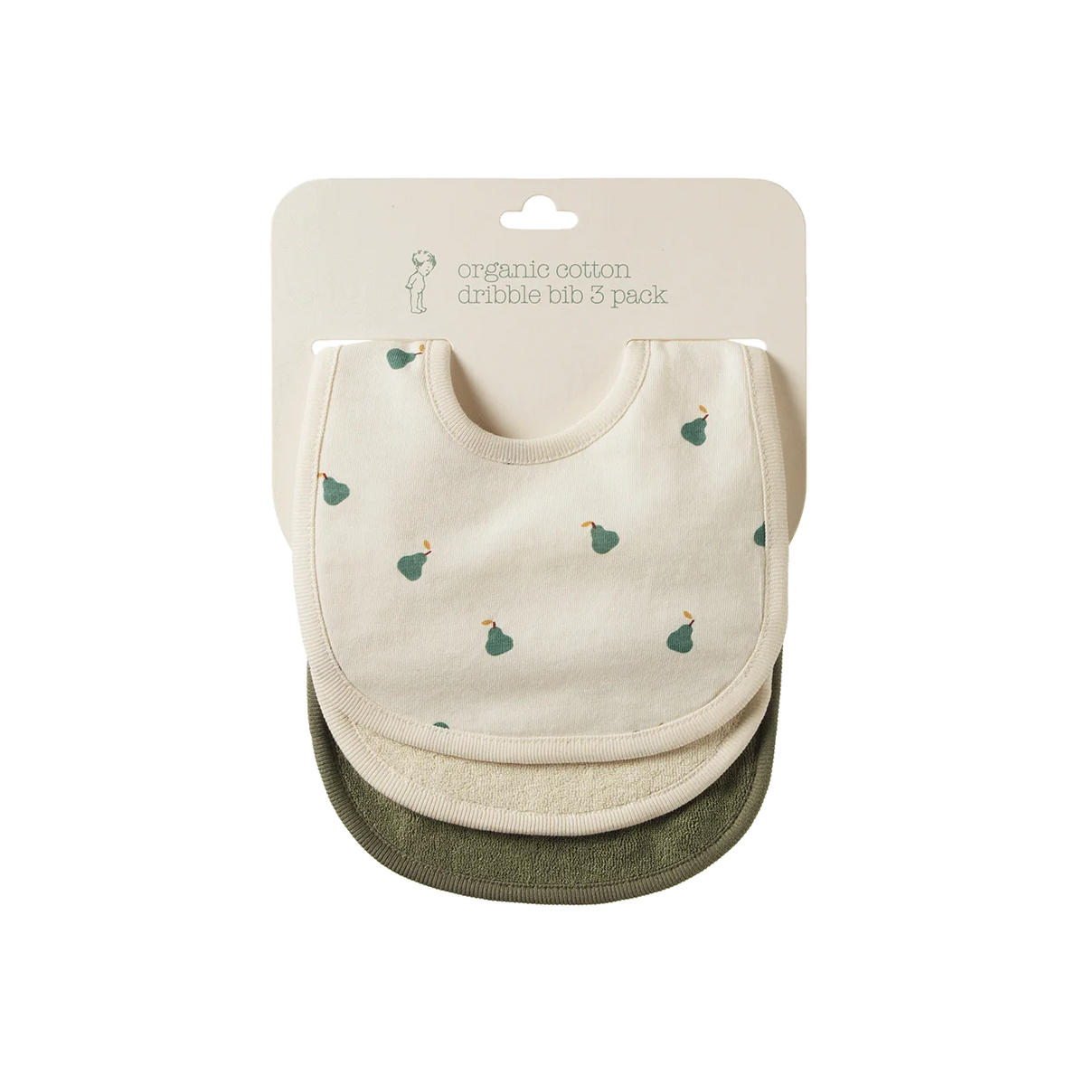 NATURE BABY DRIBBLE BIBS 3 PACK PEARS NAT NETTLE