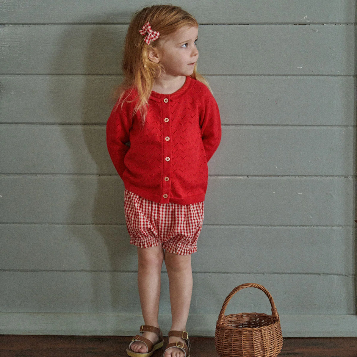 NATURE BABY PIPER CARDIGAN RASPBERRY RED POINTELLE