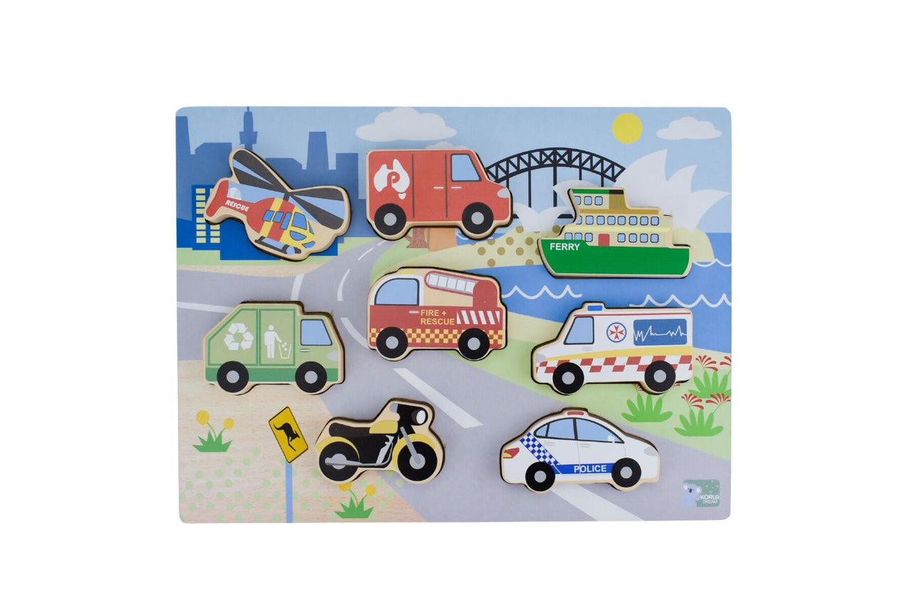 WOODEN CHUNKY AUSSIE TRANSPORT VEHICLE PUZZLE