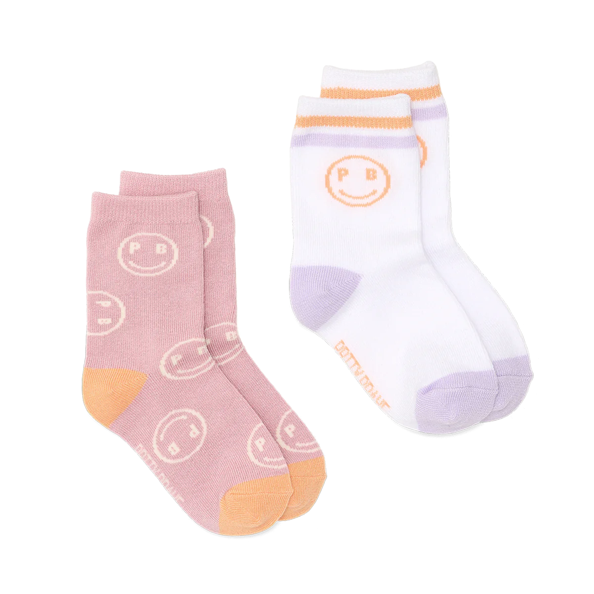 PRETTY BRAVE 2 PACK SMILEY SOCKS BLUSH/WHITE