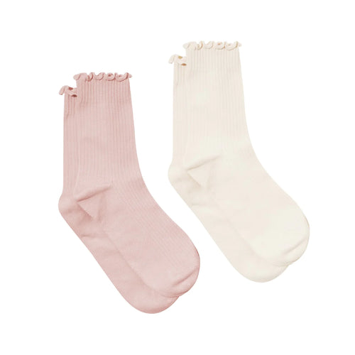 PRETTY BRAVE 2 PACK RUFFLE SOCKS BLUSH/STONE