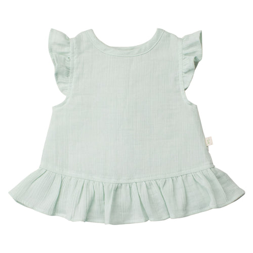 TINY TWIG CRINKLE PETAL TEE-AQUA