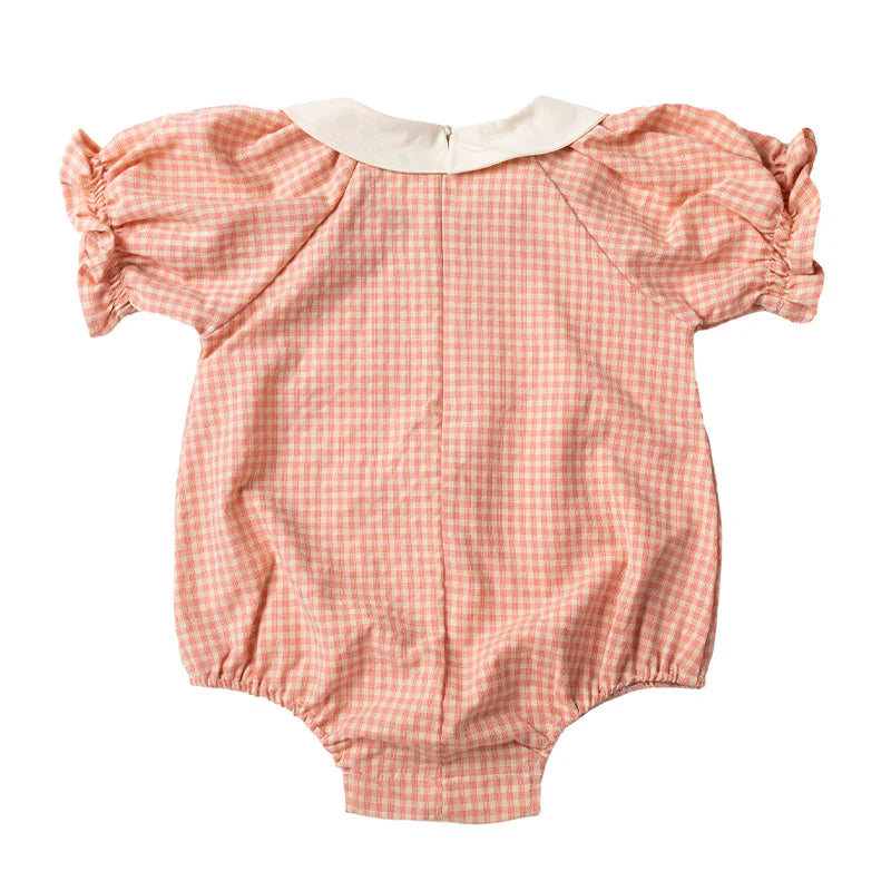 PONCHIK PUFF RUFFLE SLEEVE ROMPER WITH PETER PAN COLLAR DUSTY PINK