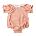 PONCHIK PUFF RUFFLE SLEEVE ROMPER WITH PETER PAN COLLAR DUSTY PINK