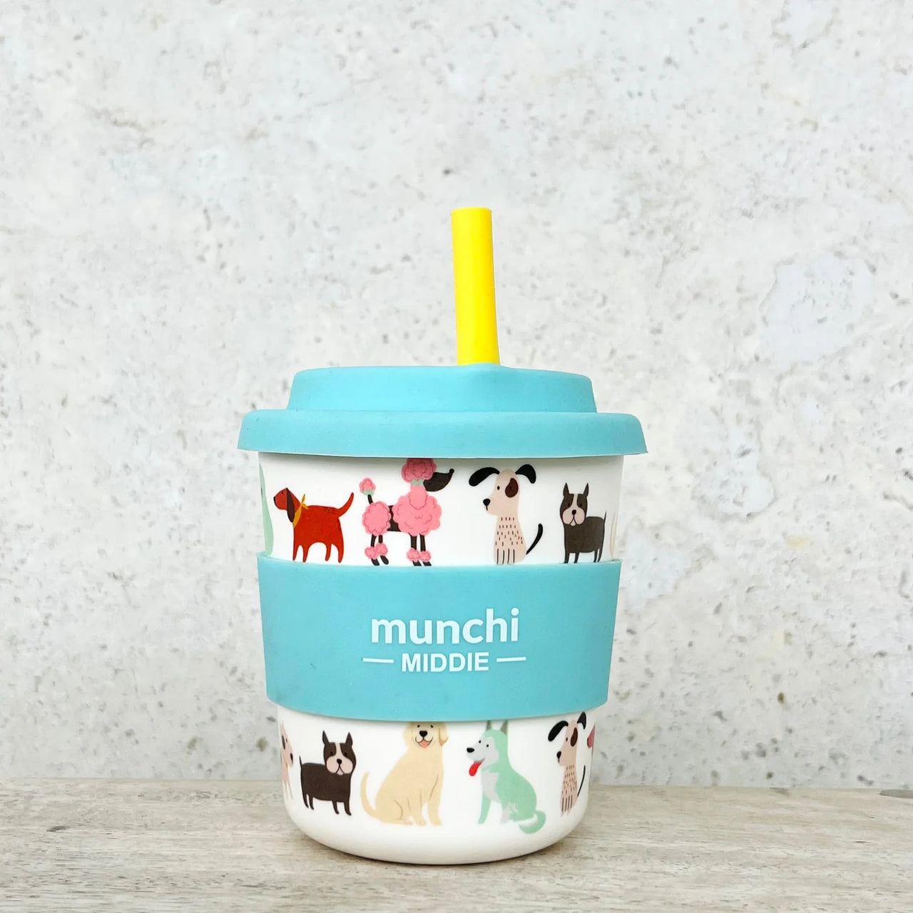 MUNCHI PUPPUCHINO MIDDIE SINGLE CUP (8oz/240ml) WITH YELLOW STRAW