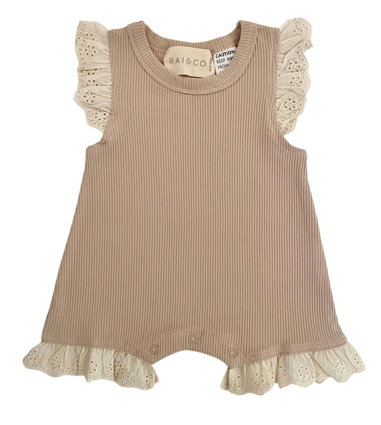 RAI & CO MINI RIBBED LACE FRILL ROMPER