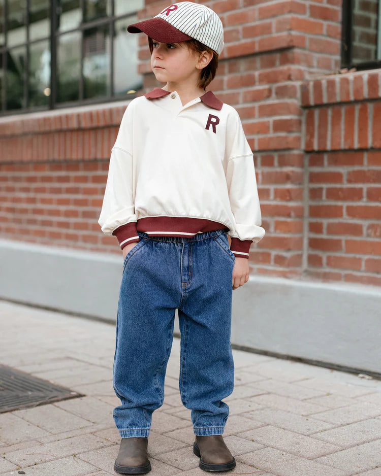 RYLEE & CRU COLLARED SWEATSHIRT - NATURAL