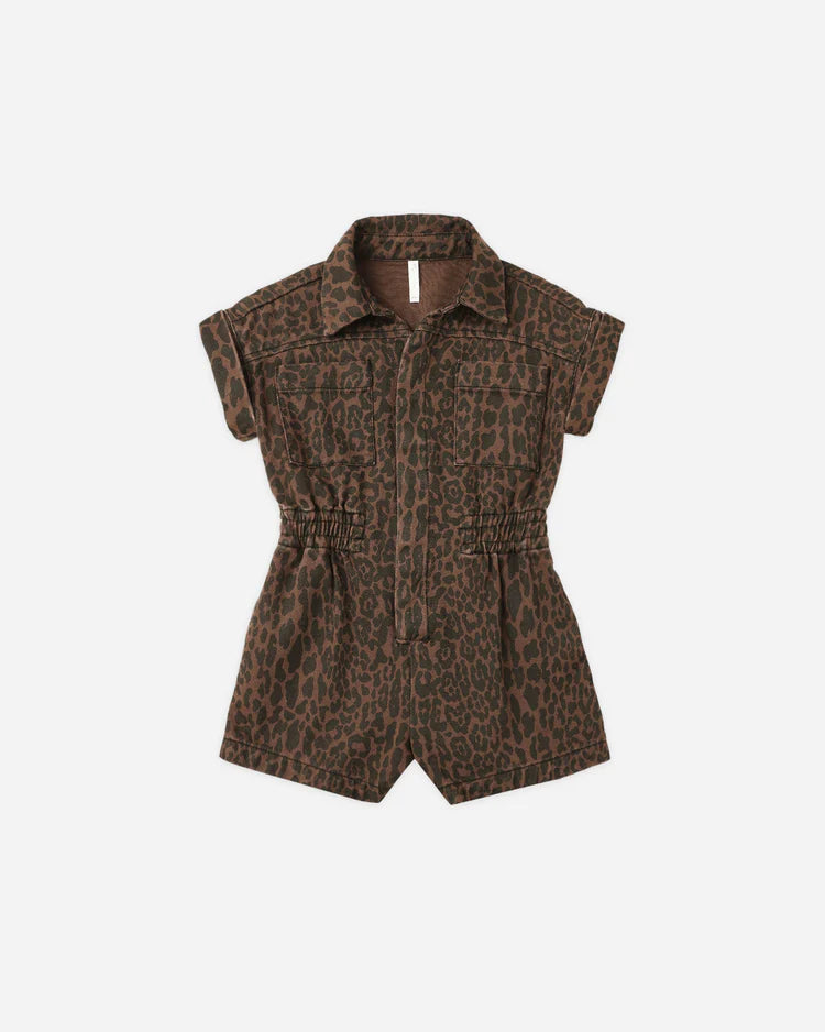 RYLEE & CRU UTILITY ROMPER - LEOPARD