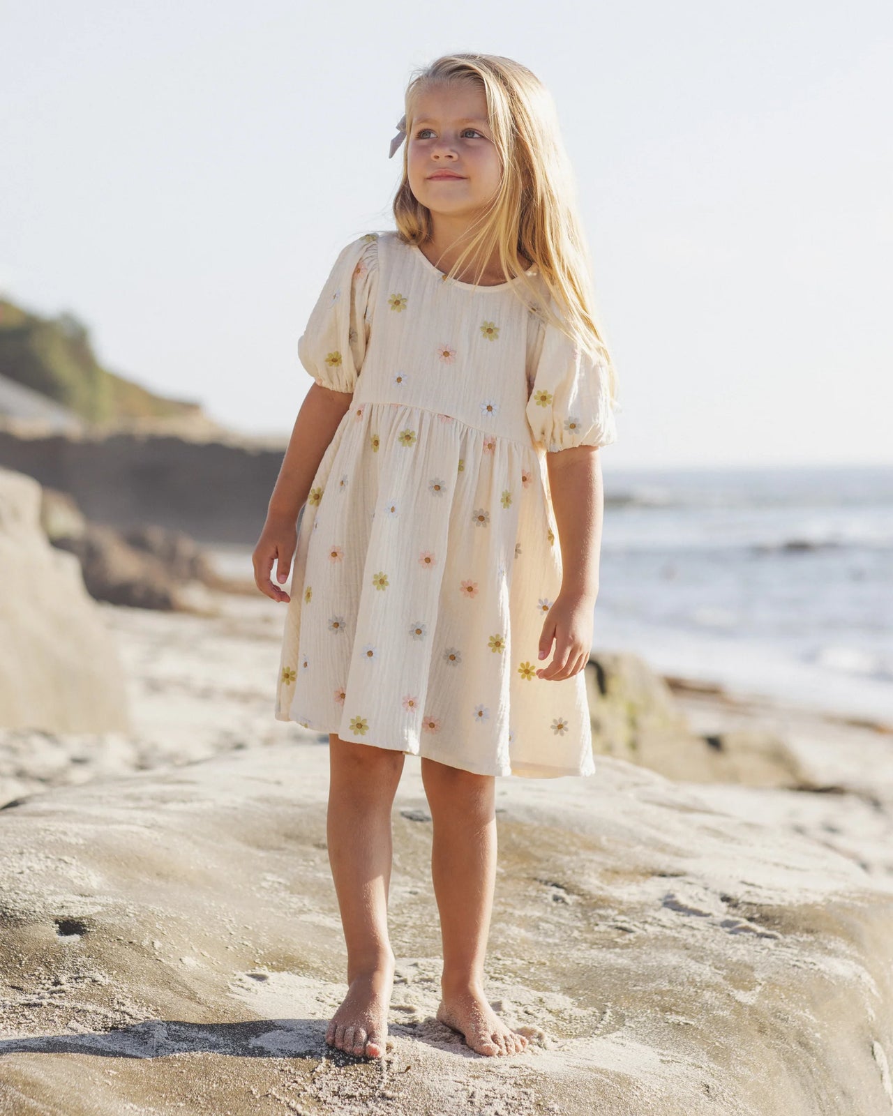 RYLEE & CRU MARLEY DRESS EMBROIDERED DAISIES NATURAL
