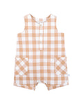 FOX & FINCH CARAMEL CHECK ROMPER