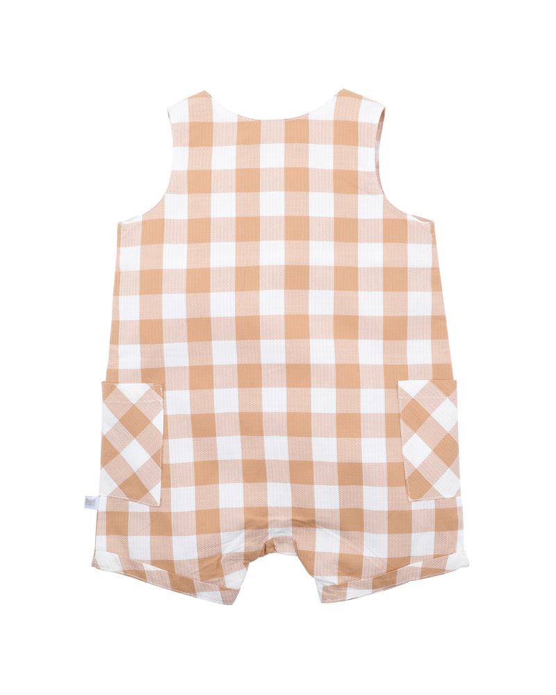 FOX & FINCH CARAMEL CHECK ROMPER