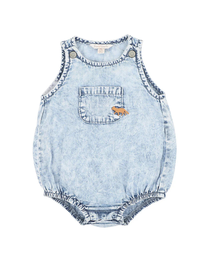 FOX & FINCH ACID WASH DENIM ROMPER
