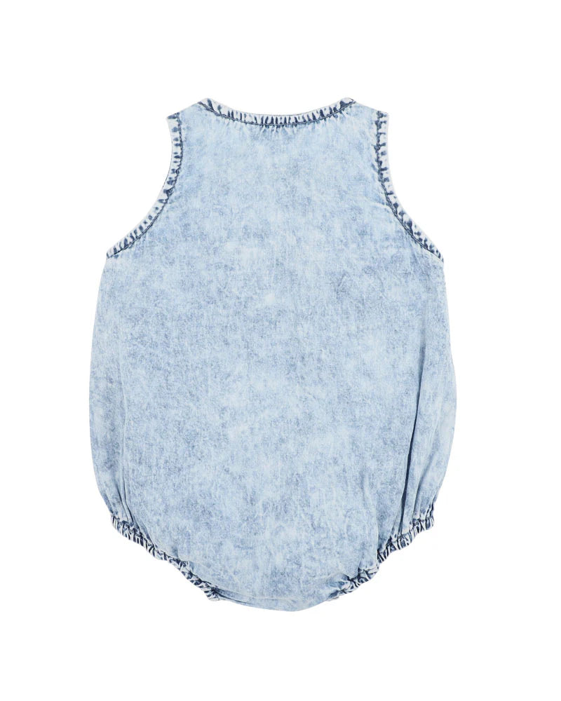 FOX & FINCH ACID WASH DENIM ROMPER