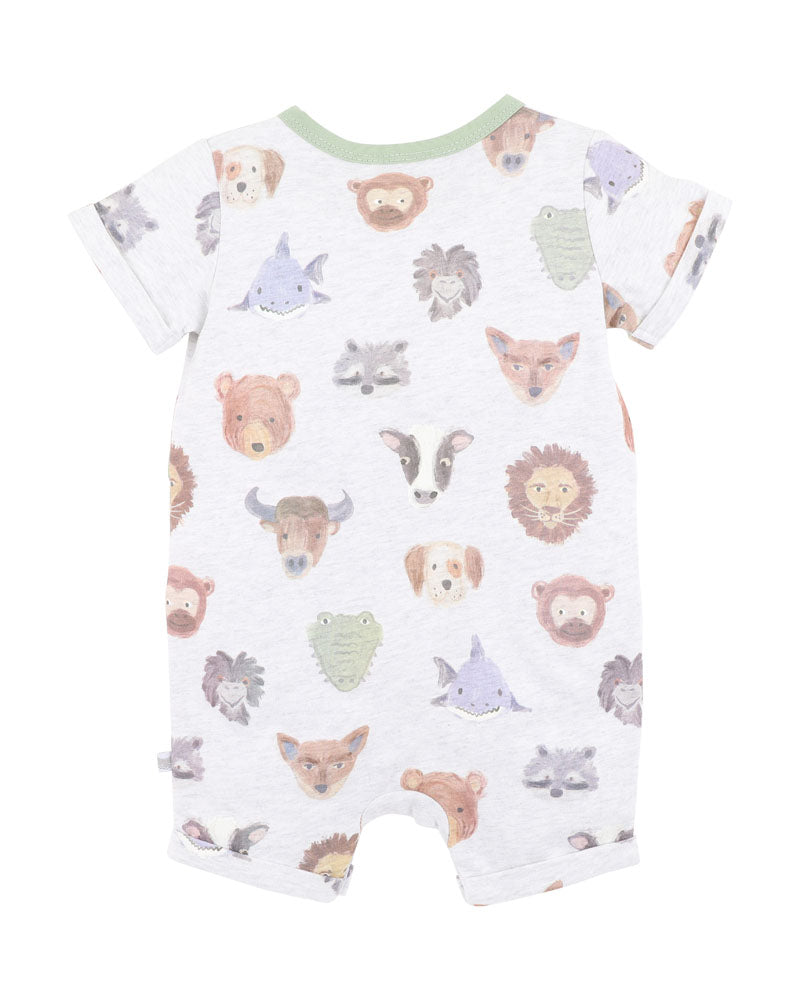FOX & FINCH WILDLINGS PRINT SS HENLEY ROMPER