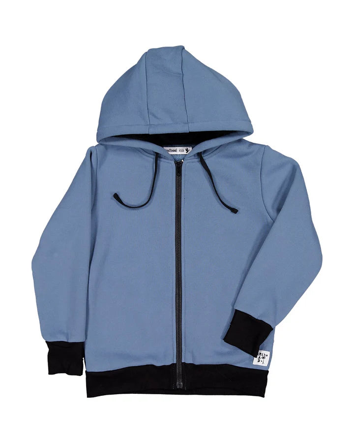 RADICOOL TRIBE ZIP HOOD IN SLATE BLUE