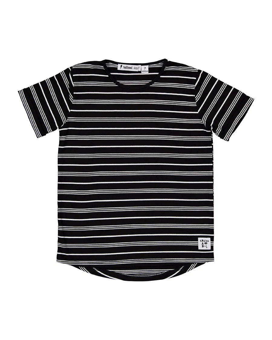RADICOOL RAD TRIBE TEE IN BLACK AND WHITE STRIPE